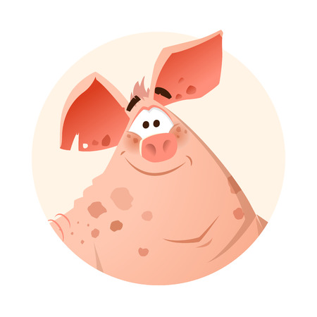 Color vector happy smile pig avatarのイラスト素材