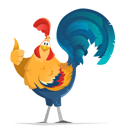 Color vector color illustration of cock bantam rooster bird Finger thumb upのイラスト素材