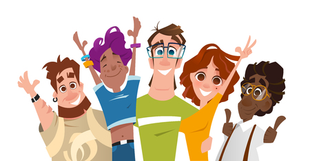 Happy smile successful modern team of students friendsのイラスト素材