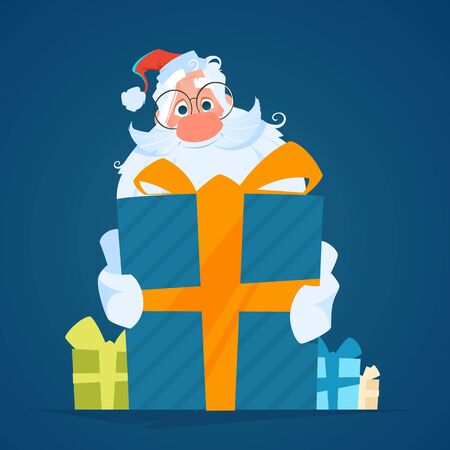 Happy smile santa holding a big gift boxのイラスト素材