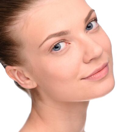 Young beauty woman portrait Isolate on whiteの写真素材