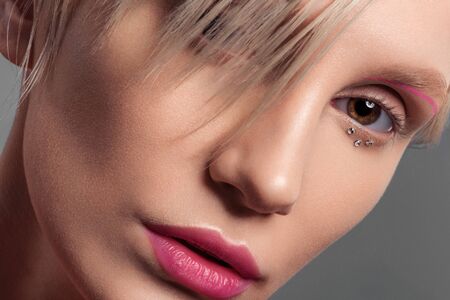 Close up beauty shot of woman with perfect skinの写真素材