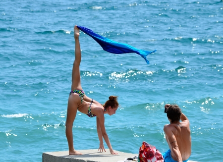 Beautiful woman near the sea