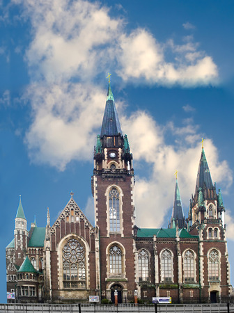 City landscape. Church, temple. Lviv, Ukraine. Catholic church of St. Olha and Elizabethの写真素材