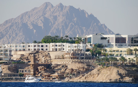 Egypt, architecture, landscape and seascape. Mountains and the Red Sea. Africa. Sinaiのeditorial素材