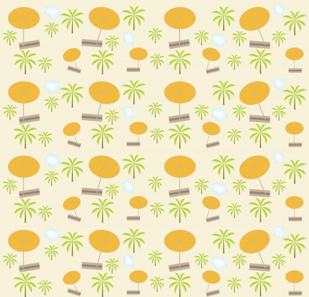 Palm trees, umbrellas seamless pattern  Vector illustration のイラスト素材