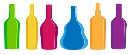 illustration silhouette alcohol bottleのイラスト素材