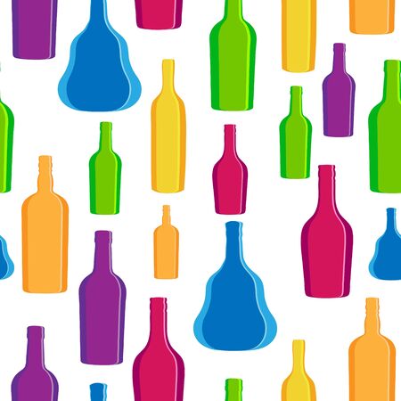 vector illustration silhouette alcohol bottle seamless patternのイラスト素材
