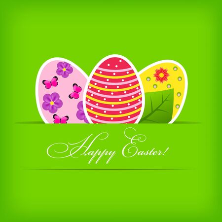 Vector  Paper card with  easter eggsのイラスト素材