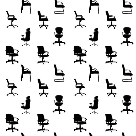 Seamless pattern of Office chairs silhouettes vector illustratioのイラスト素材