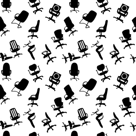 Seamless pattern of Office chairs silhouettes vector illustratioのイラスト素材