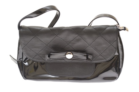 Small female black bag isolated on whiteの写真素材