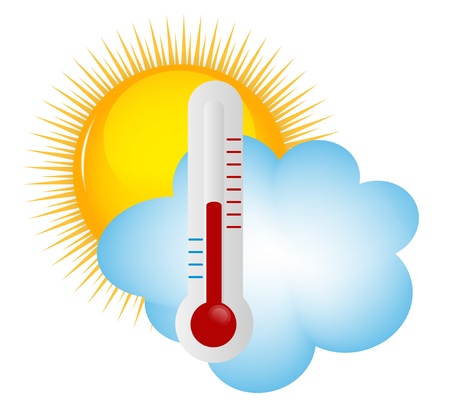 Weather Icons with sun, cloud and thermometerのイラスト素材