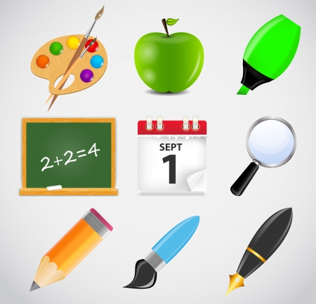 Different school icon illustration setのイラスト素材