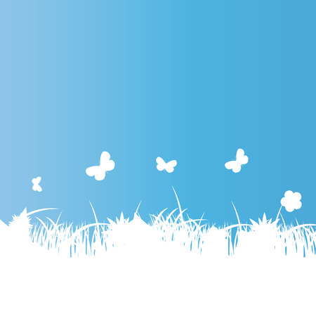 Flower and grass banner. vector illustrationのイラスト素材