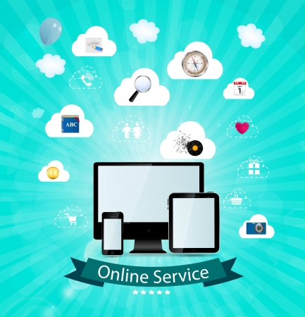 Online service concept vector illustrationのイラスト素材