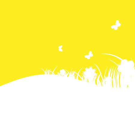 Flower and grass banner. vector illustrationのイラスト素材