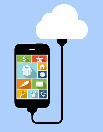 Cloud Computing Concept on Different Electronic Devices. Illustrationのイラスト素材