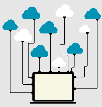 Cloud Computing Concept on Different Electronic Devices. Illustrationのイラスト素材
