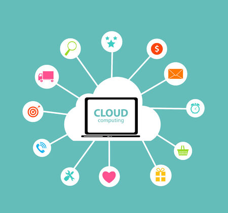 Cloud Computing Concept on Different Electronic Devices. Illustrationのイラスト素材