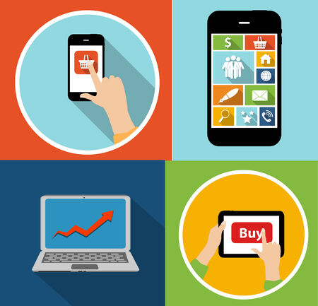 Online Shopping Flat Concept Illustrationのイラスト素材