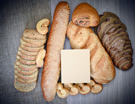 Fresh Tasty Bread on Woody Backgroundの写真素材