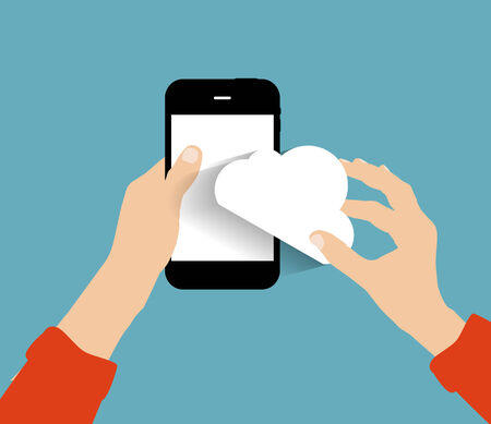 Cloud Computing Concept on Different Electronic Devices. Vector Illustrationのイラスト素材