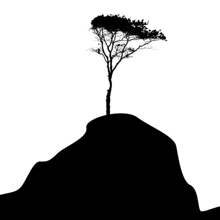 Tree Silhouette Isolated on White Backgorund. Vecrtor Illustrationのイラスト素材