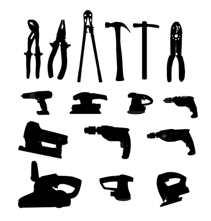 Collection of Power Tools Vector Illustration Silhouetteのイラスト素材