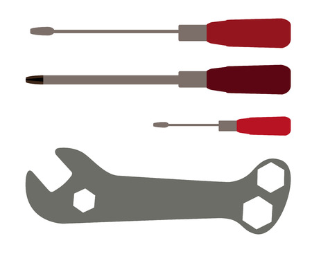 Screwdriver and Wrench  Tools  Vector Illustration のイラスト素材