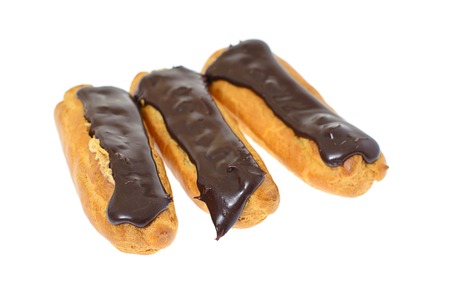 Sweet Eclair Isolated on White Background for Your Design.の写真素材