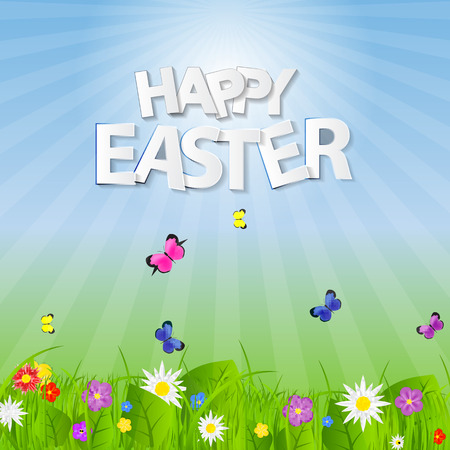 Happy Easter Spring Background Vector Illustration EPS10のイラスト素材