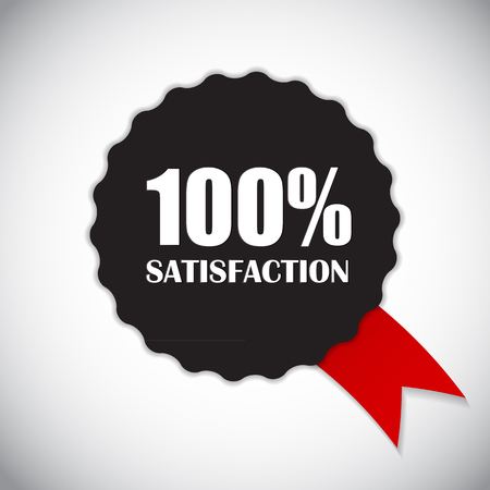 100 % Satisfaction Golden Label Vector Illustrationのイラスト素材