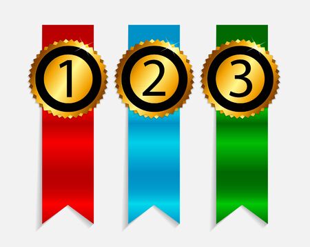 1, 2, 3 Gold Label Vector Illustration EPS10のイラスト素材