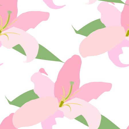 Lilly Flower Seamless Pattern Vector Illustrationのイラスト素材