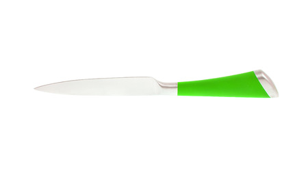 Green Steel Kitchen Knife. Isolatedの写真素材