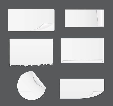 Set of White Paper Stickers Isolated on White Background.  Vectoのイラスト素材