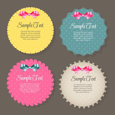 Design Retro Label, Frame, with Bow Vector Illustration のイラスト素材
