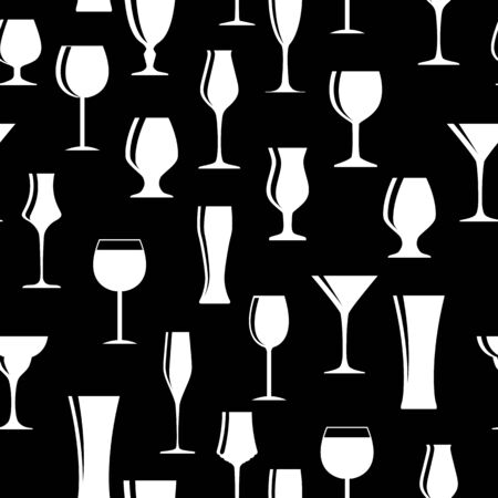 Alcoholic Glass Silhouette Seamless Pattern Background Vector Ilのイラスト素材