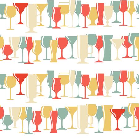 Alcoholic Glass Silhouette Seamless Pattern Background Vector Ilのイラスト素材
