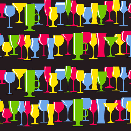 Alcoholic Glass Silhouette Seamless Pattern Background Vector Ilのイラスト素材