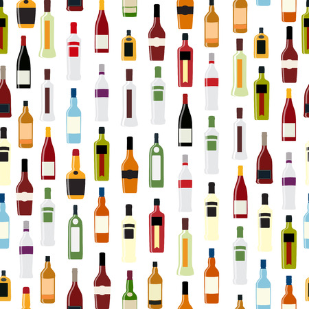 Vector Illustration of Silhouette Alcohol Bottle Seamless Patterのイラスト素材