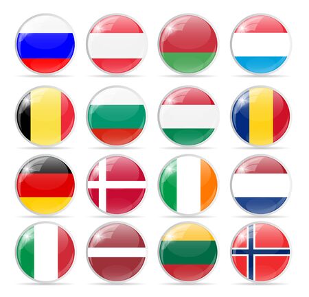Round Flag Icon Vector Illustrationのイラスト素材