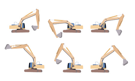 Set of Excavator work. Isolatedのイラスト素材