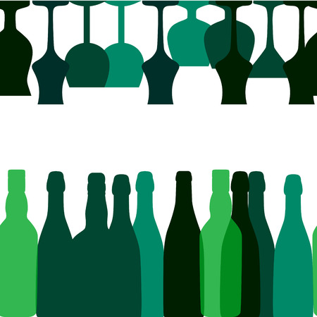 Vector Illustration of Silhouette Alcohol Bottle Seamless Patterのイラスト素材