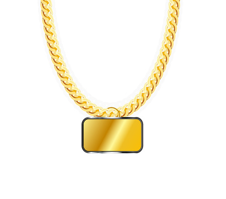 Gold Chain Jewelry Whith Gold Pendant. Vector Illustration. のイラスト素材