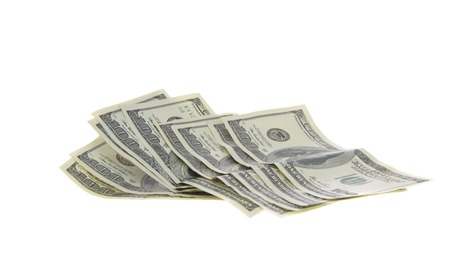 100 Dollars US. Isolated on White Background.