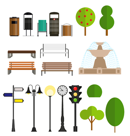 Street City Flat Design Elements. Vector Illustration EPS10のイラスト素材
