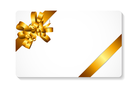 Gift Card with Gold Bow and Ribbon Vector Illustration のイラスト素材