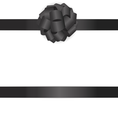 Gift Card with Black Bow and Ribbon Vector Illustration  のイラスト素材